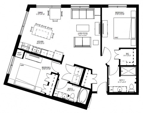 1500 Nicollet_2 Bedroom Floor Plan  at 1500 Nicollet, Minneapolis, MN
